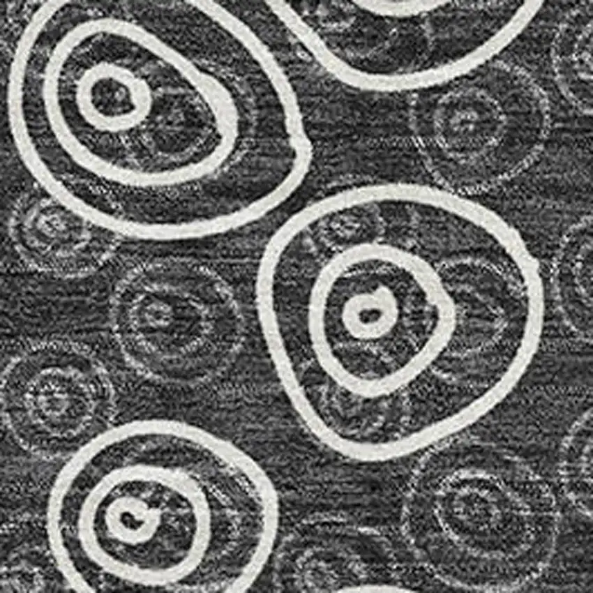 Black And Ivory Polka Dot Washable Area Rug With UV Protection Photo 3