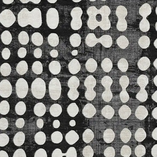Black And Ivory Polka Dot Washable Area Rug With UV Protection Photo 3