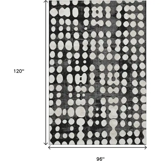 Black And Ivory Polka Dot Washable Area Rug With UV Protection Photo 8