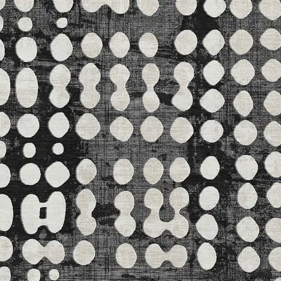 Black And Ivory Polka Dot Washable Area Rug With UV Protection Photo 3