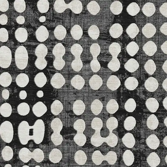 Black And Ivory Polka Dot Washable Area Rug With UV Protection Photo 3