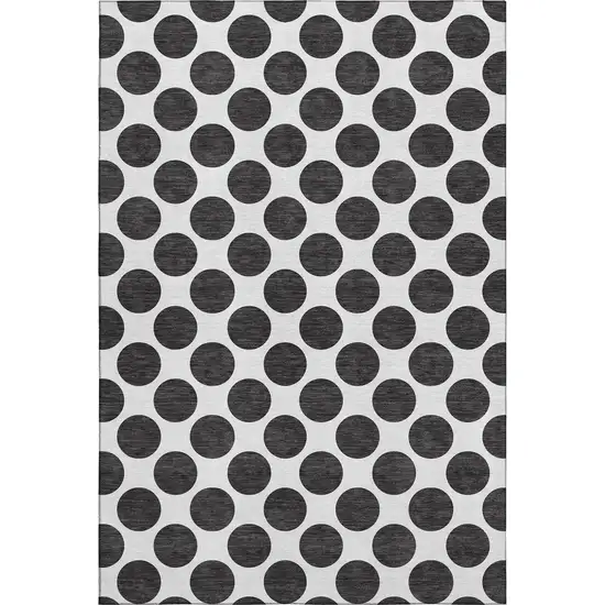 Black And Ivory Polka Dot Washable Area Rug With UV Protection Photo 1
