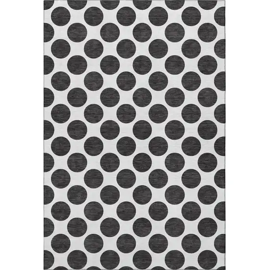 Black And Ivory Polka Dot Washable Area Rug With UV Protection Photo 3