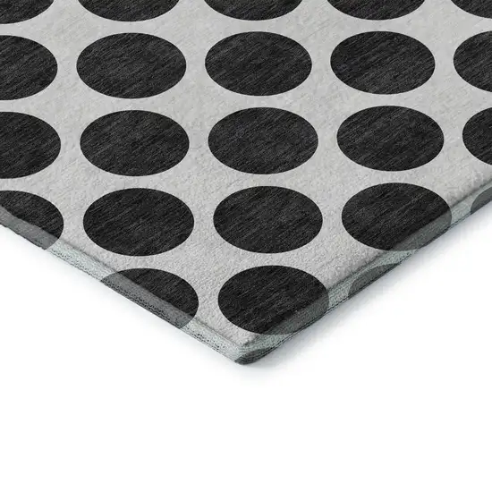 Black And Ivory Polka Dot Washable Area Rug With UV Protection Photo 7