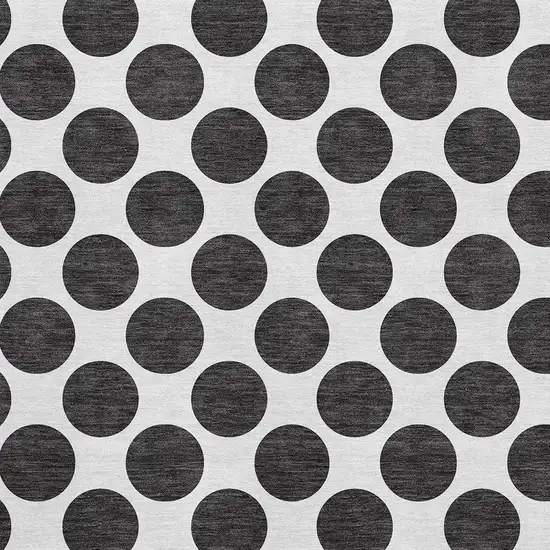 Black And Ivory Polka Dot Washable Area Rug With UV Protection Photo 2
