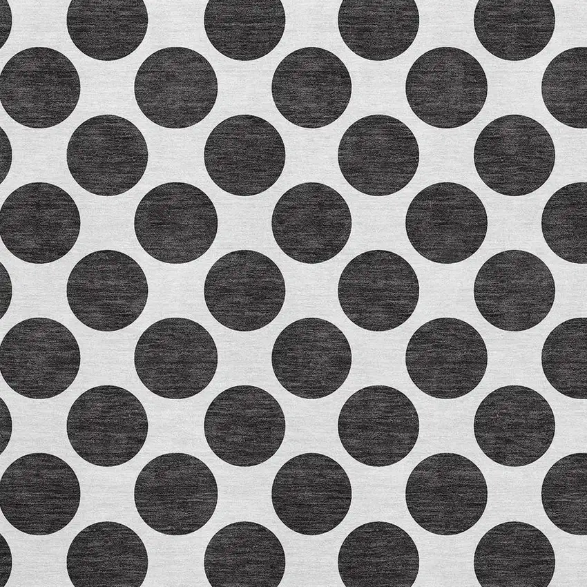 Black And Ivory Polka Dot Washable Area Rug With UV Protection Photo 2