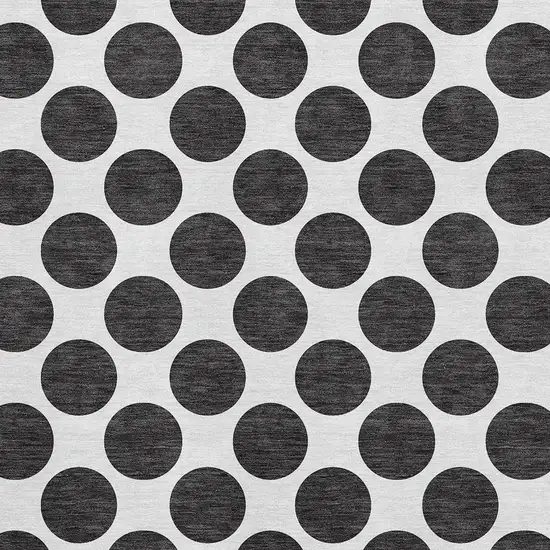 Black And Ivory Polka Dot Washable Area Rug With UV Protection Photo 2