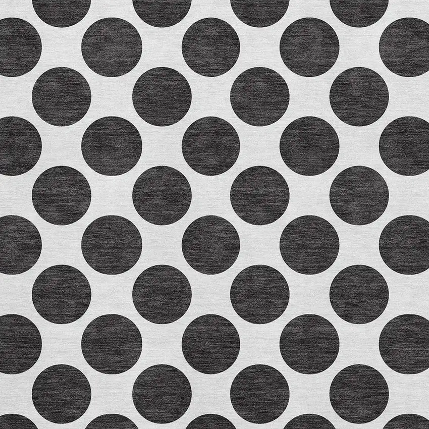 Black And Ivory Polka Dot Washable Area Rug With UV Protection Photo 2
