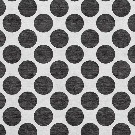 Black And Ivory Polka Dot Washable Area Rug With UV Protection Photo 2