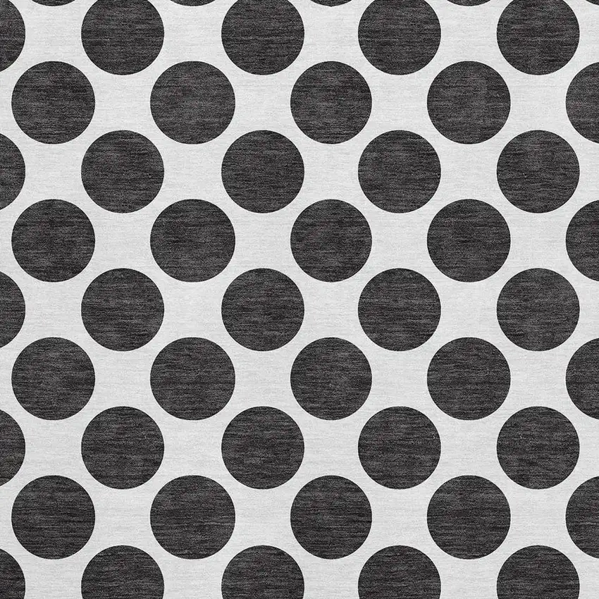 Black And Ivory Polka Dot Washable Area Rug With UV Protection Photo 2