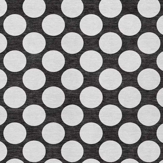 Black And Ivory Polka Dot Washable Indoor Outdoor Area Rug Photo 6