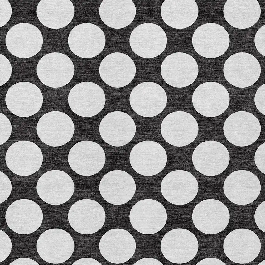 Black And Ivory Polka Dot Washable Indoor Outdoor Area Rug Photo 6