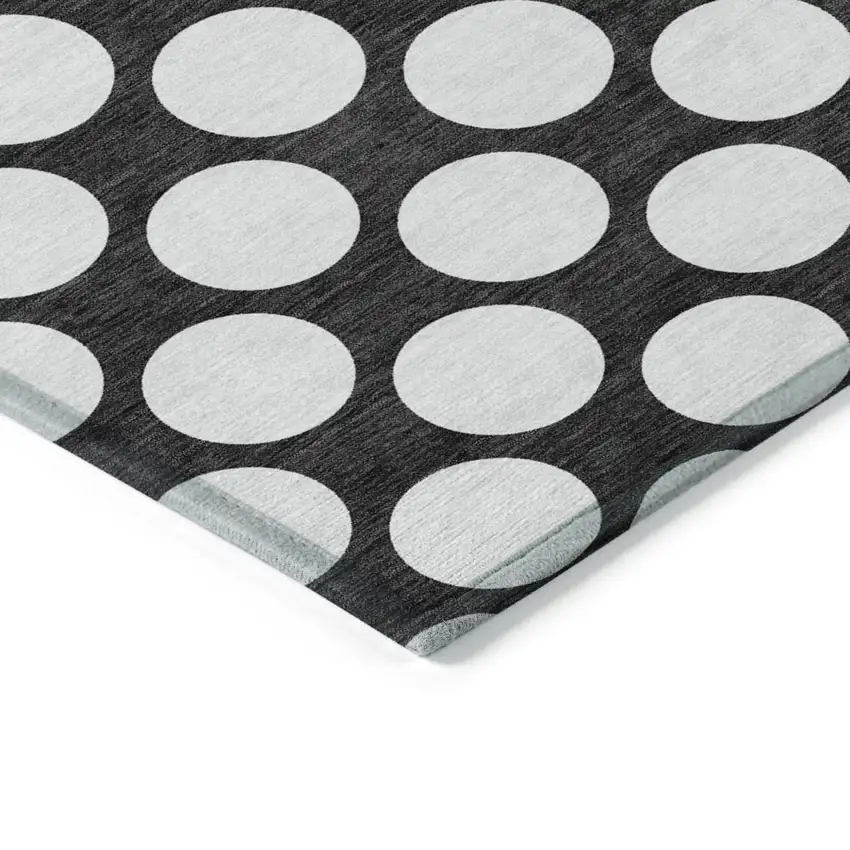 Black And Ivory Polka Dot Washable Indoor Outdoor Area Rug Photo 5