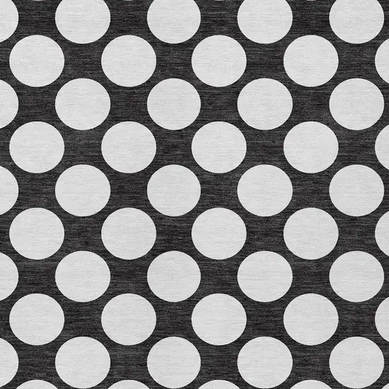 Black And Ivory Polka Dot Washable Indoor Outdoor Area Rug Photo 6