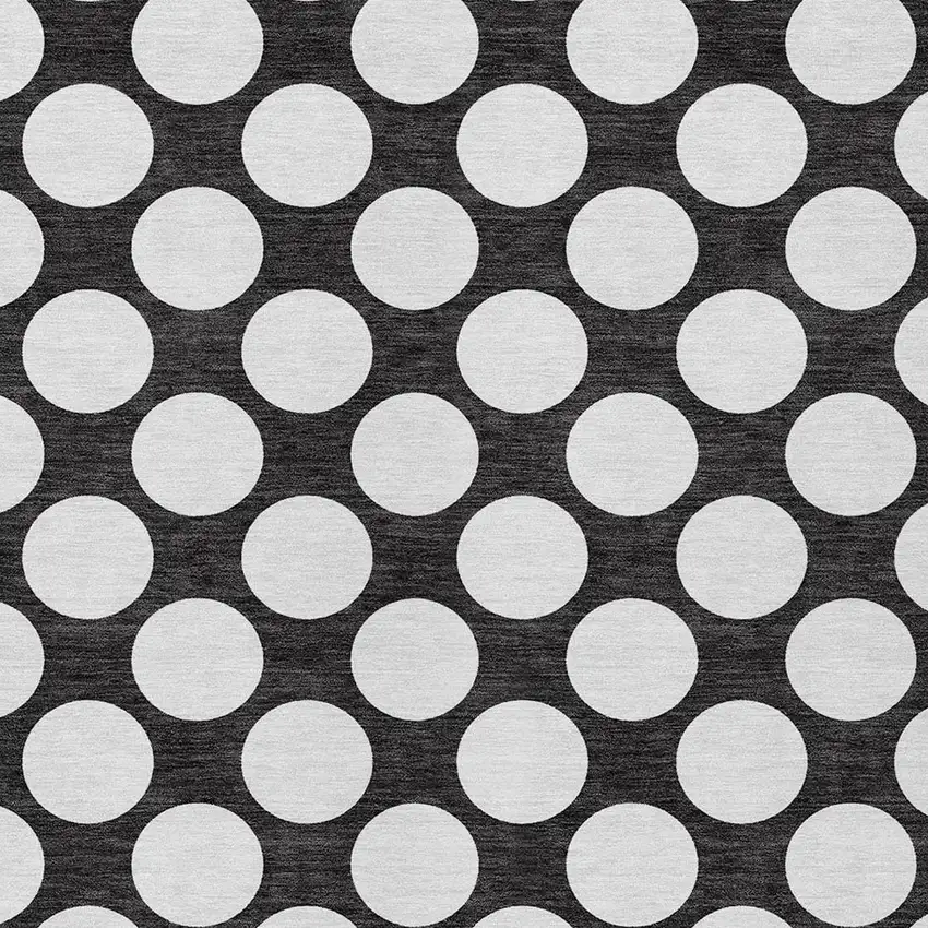 Black And Ivory Polka Dot Washable Indoor Outdoor Area Rug Photo 6