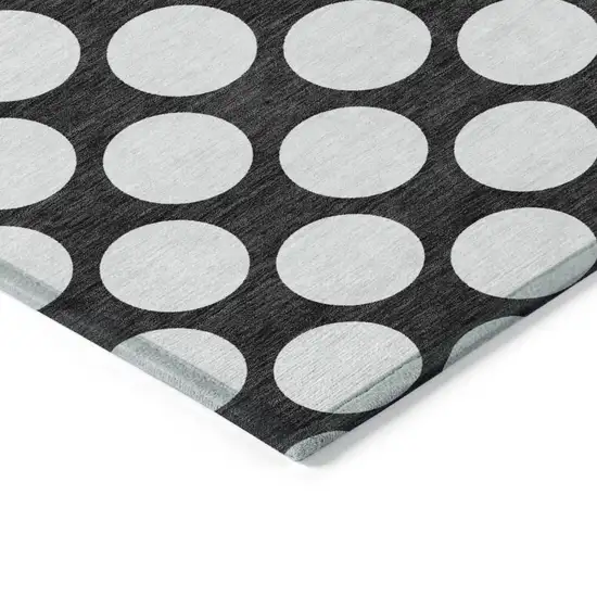 Black And Ivory Polka Dot Washable Indoor Outdoor Area Rug Photo 5