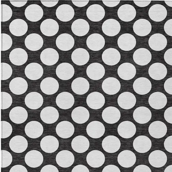 Black And Ivory Polka Dot Washable Indoor Outdoor Area Rug Photo 8