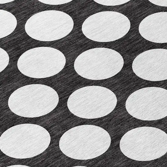Black And Ivory Polka Dot Washable Indoor Outdoor Area Rug Photo 7