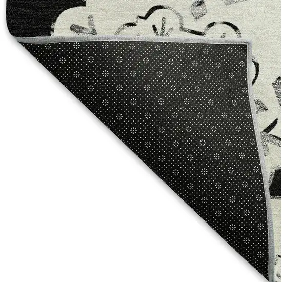 Black And Ivory Quatrefoil Washable Indoor Outdoor Area Rug Photo 5