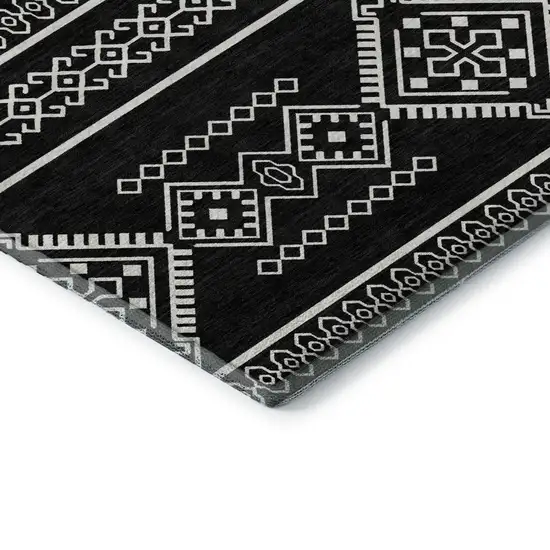 Black And Ivory Southwestern Washable Area Rug With UV Protection Photo 8
