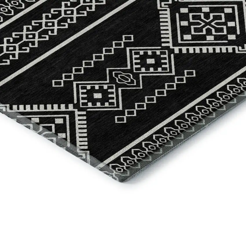 Black And Ivory Southwestern Washable Area Rug With UV Protection Photo 8