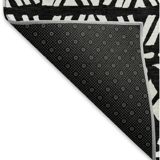 Black And Ivory Southwestern Washable Area Rug With UV Protection Photo 7