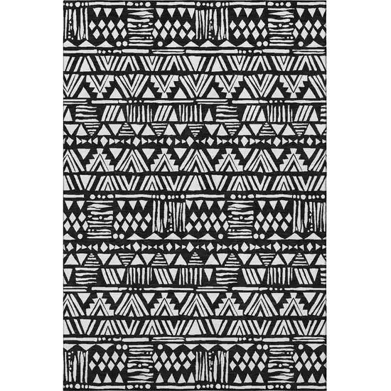 Black And Ivory Southwestern Washable Area Rug With UV Protection Photo 4