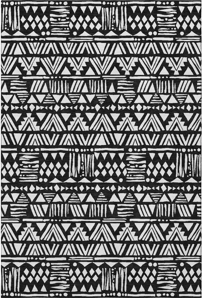 Black And Ivory Southwestern Washable Area Rug With UV Protection Photo 4