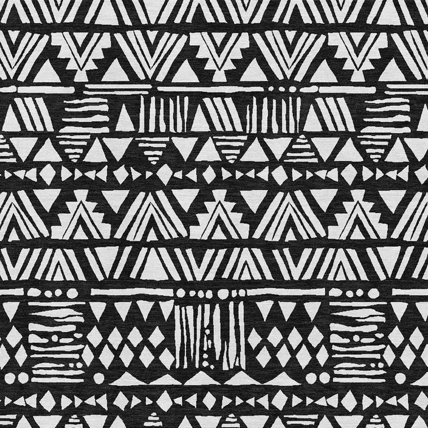 Black And Ivory Southwestern Washable Area Rug With UV Protection Photo 3