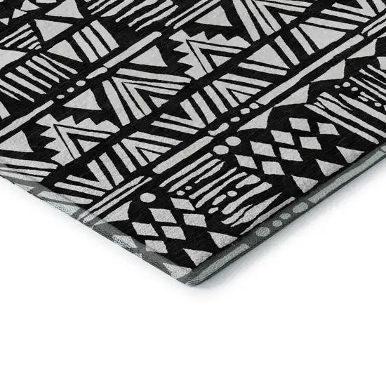 Black And Ivory Southwestern Washable Area Rug With UV Protection Photo 8