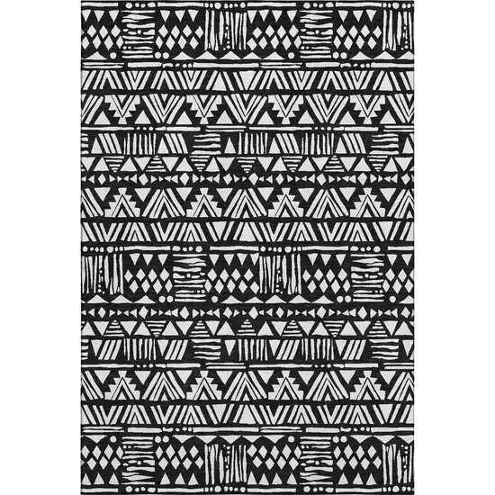 Black And Ivory Southwestern Washable Area Rug With UV Protection Photo 1
