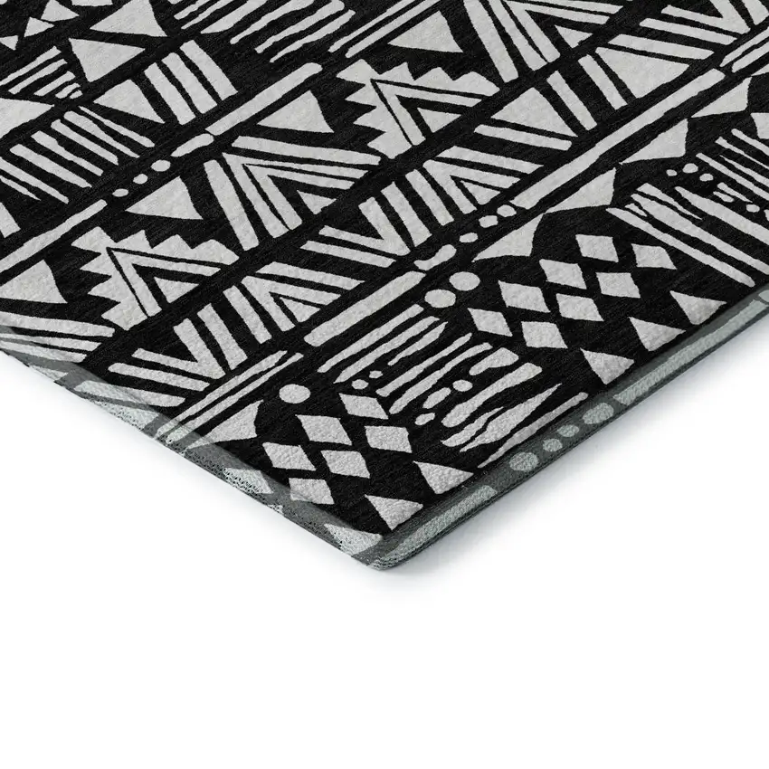 Black And Ivory Southwestern Washable Area Rug With UV Protection Photo 8