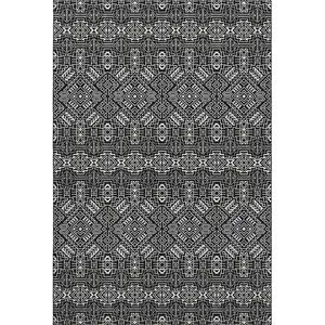 Photo of Black And Ivory Southwestern Washable Area Rug With UV Protection