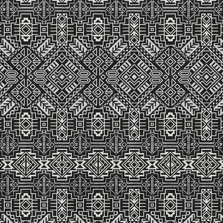 Black And Ivory Southwestern Washable Area Rug With UV Protection Photo 2