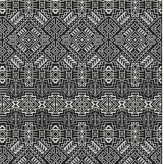 Black And Ivory Southwestern Washable Area Rug With UV Protection Photo 2