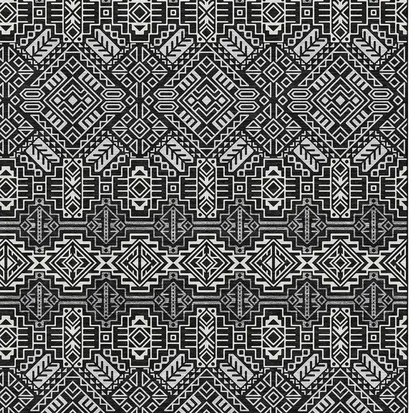 Black And Ivory Southwestern Washable Area Rug With UV Protection Photo 2
