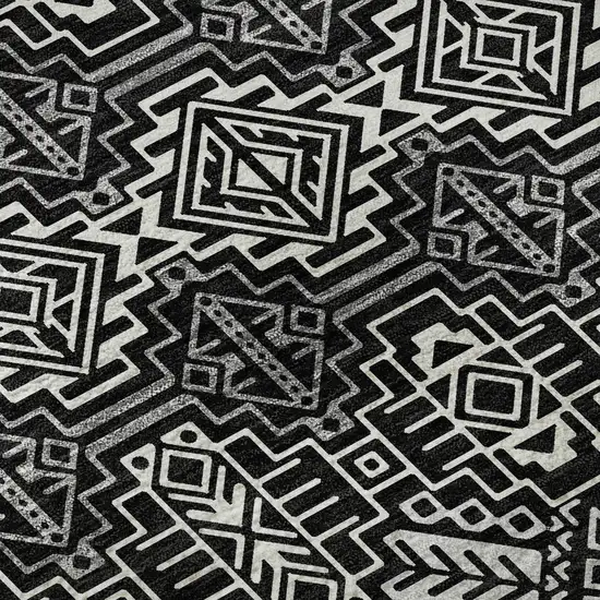 Black And Ivory Southwestern Washable Area Rug With UV Protection Photo 9