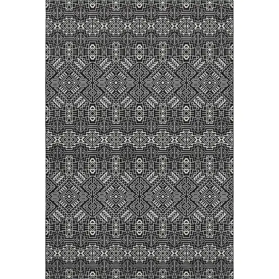 Black And Ivory Southwestern Washable Area Rug With UV Protection Photo 1