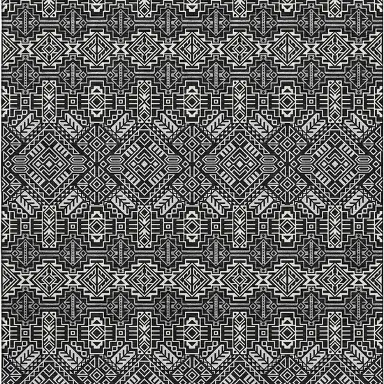 Black And Ivory Southwestern Washable Area Rug With UV Protection Photo 3