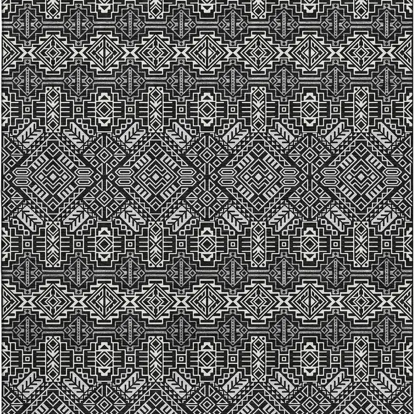Black And Ivory Southwestern Washable Area Rug With UV Protection Photo 3