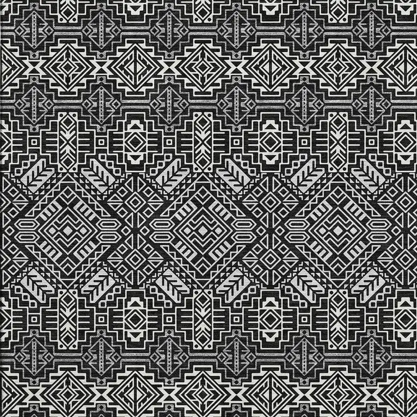 Black And Ivory Southwestern Washable Area Rug With UV Protection Photo 2