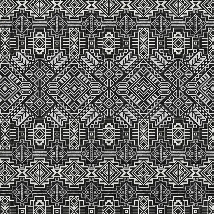Black And Ivory Southwestern Washable Area Rug With UV Protection Photo 2