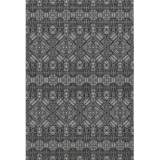 Black And Ivory Southwestern Washable Area Rug With UV Protection Photo 3