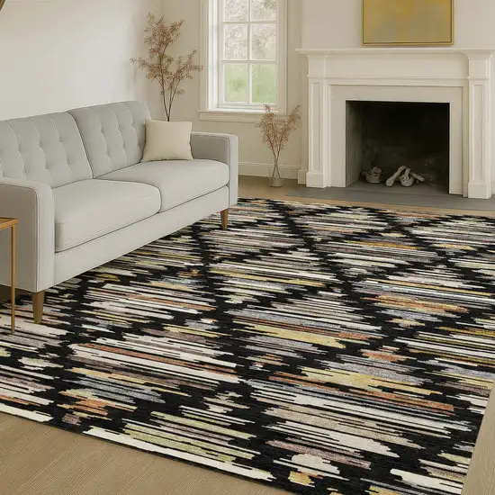 Black And Ivory Southwestern Washable Indoor Outdoor Area Rug Photo 6