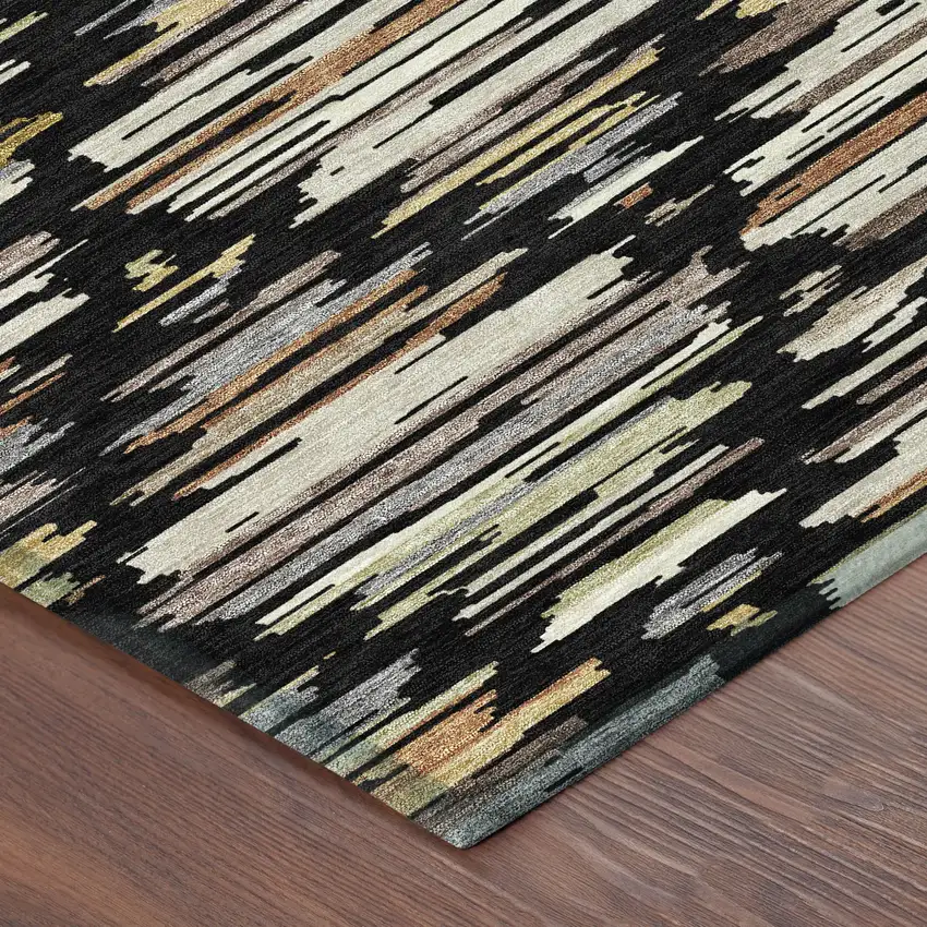 Black And Ivory Southwestern Washable Indoor Outdoor Area Rug Photo 8