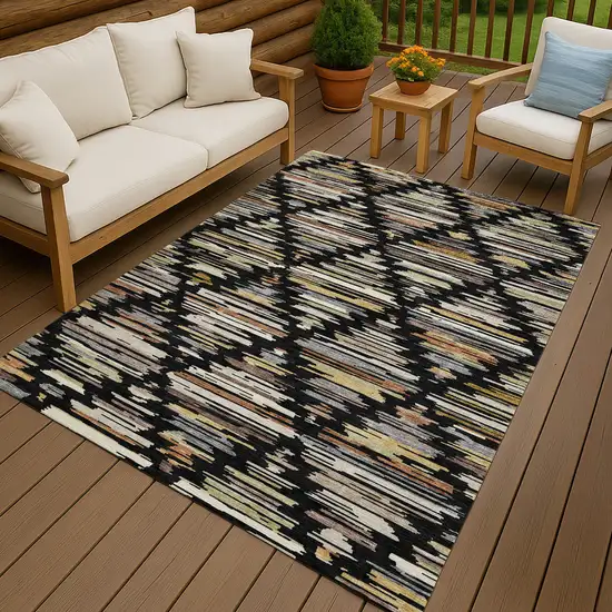 Black And Ivory Southwestern Washable Indoor Outdoor Area Rug Photo 7