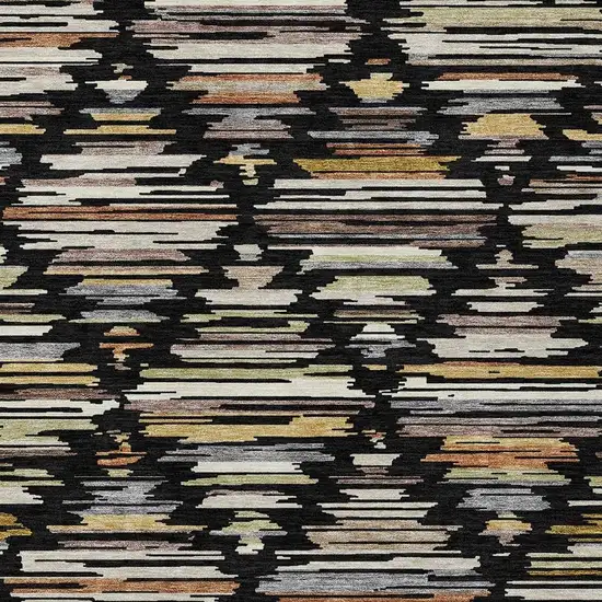 Black And Ivory Southwestern Washable Indoor Outdoor Area Rug Photo 2