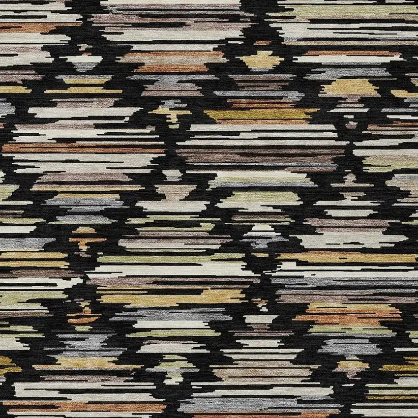 Black And Ivory Southwestern Washable Indoor Outdoor Area Rug Photo 2