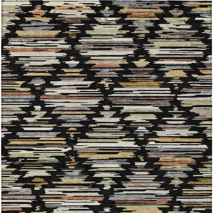 Black And Ivory Southwestern Washable Indoor Outdoor Area Rug Photo 3