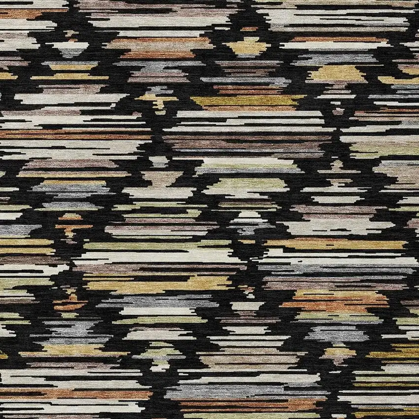 Black And Ivory Southwestern Washable Indoor Outdoor Area Rug Photo 2